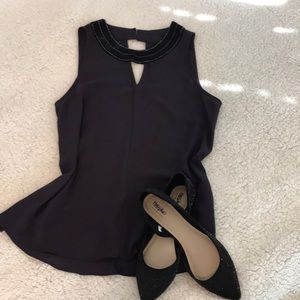 Deep purple and black sequined top